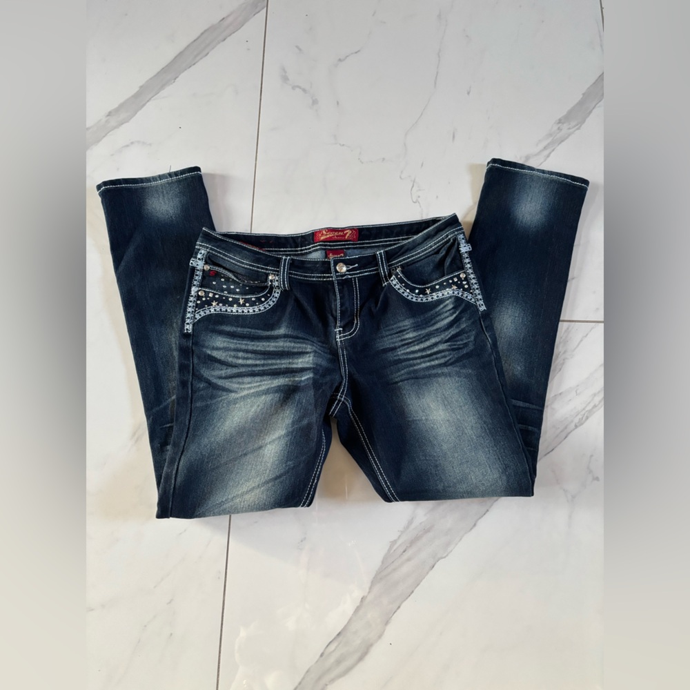 Seven7 Women's Dark Blue Straight Leg Jeans - Picture 13 of 14